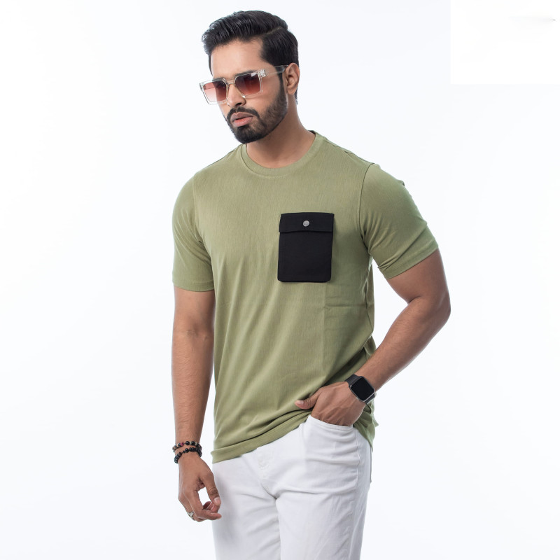 Premium Quality Stylish  T Shirt Olive