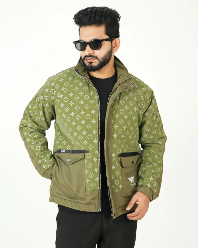Premium China Imported High Grade LV Jacket -  Olive Green