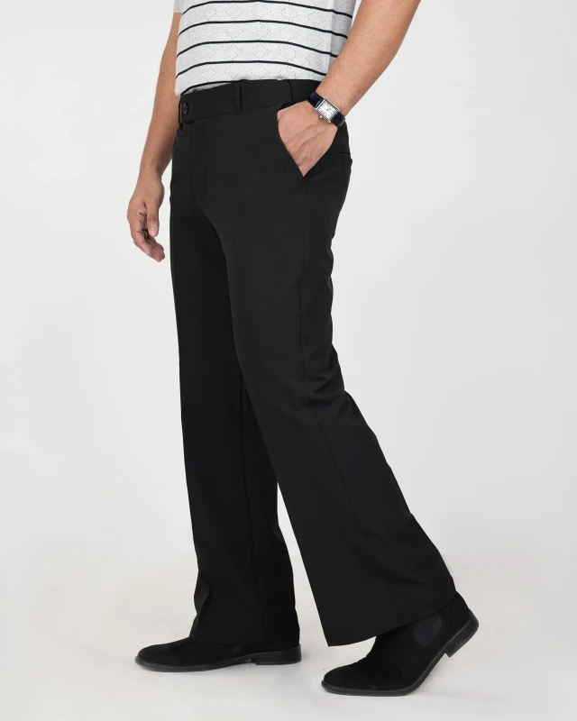 Premium Adjustable Formal Boot Cut Pant - Black
