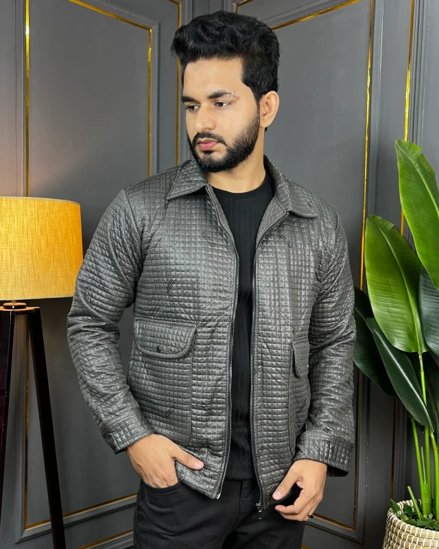 Premium Quality China Sponge Leather Zipper Jacket -  Ash