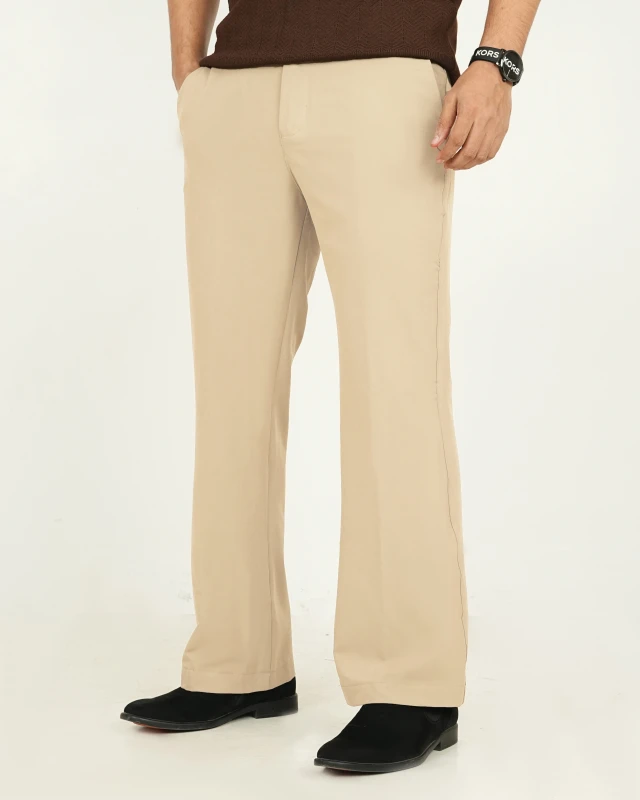 Premium Adjustable Formal Boot Cut Pant - Light Beige