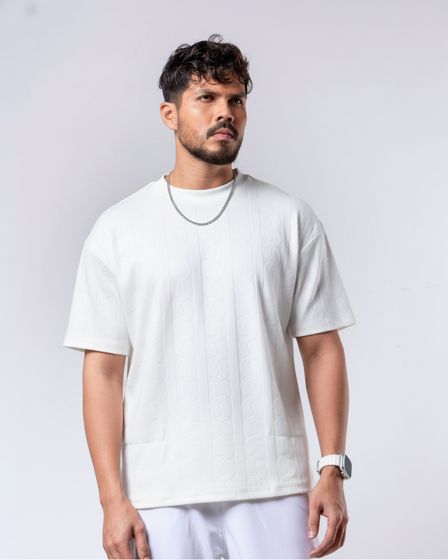 Premium Quality Jacquard Drop Shoulder T Shirt
