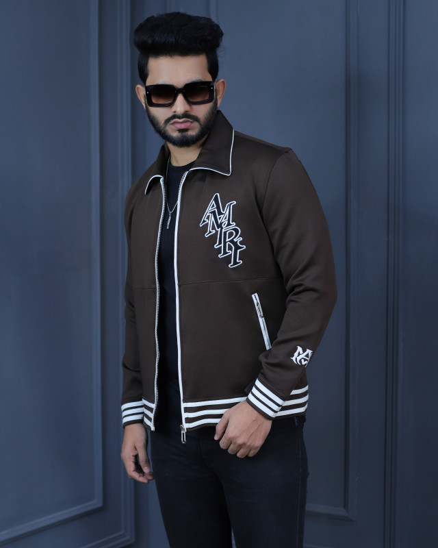 Premium Quality Amiri Embroidery Sacket - Coffee