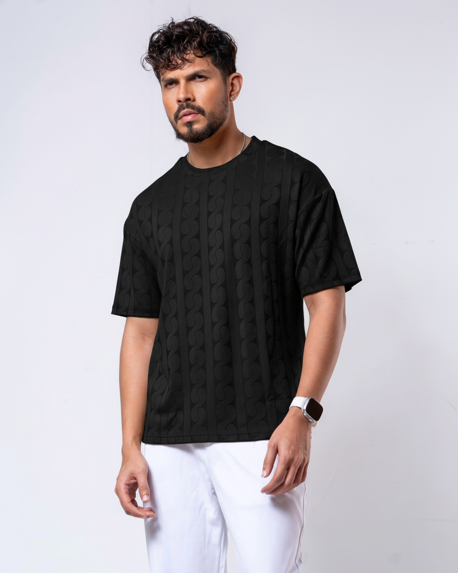 Premium Quality Jacquard Drop Shoulder T Shirt