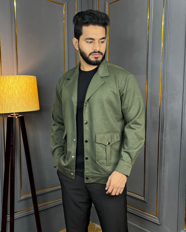 Premium Quality Flap Pocket Blazer -  Olive