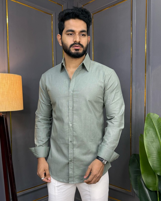 Premium Solid Color Remi Cotton Formal Shirt - Sage Mist