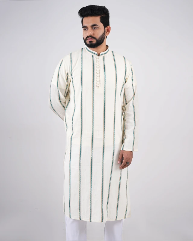 Premium Soft Comfy Handloom Fabrics Loop Button Panjabi