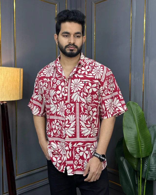 Premium Printed Comfy Relax Fit Half Sleeve Shirt - 03