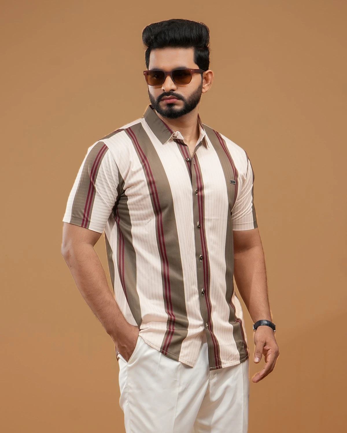 Premium Stretchable Sewingless Half Shirt -  Off White
