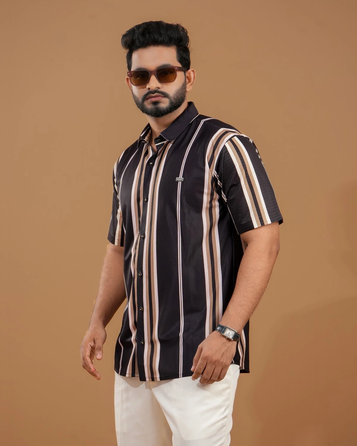 Premium Stretchable Sewingless Half Shirt -  Imperial Black