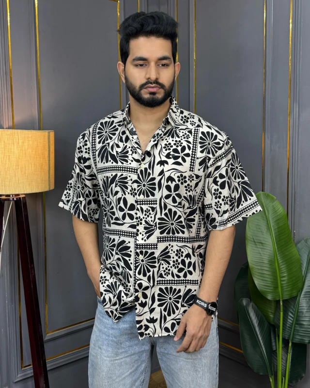 Premium Printed Comfy Relax Fit Half Sleeve Shirt - 01