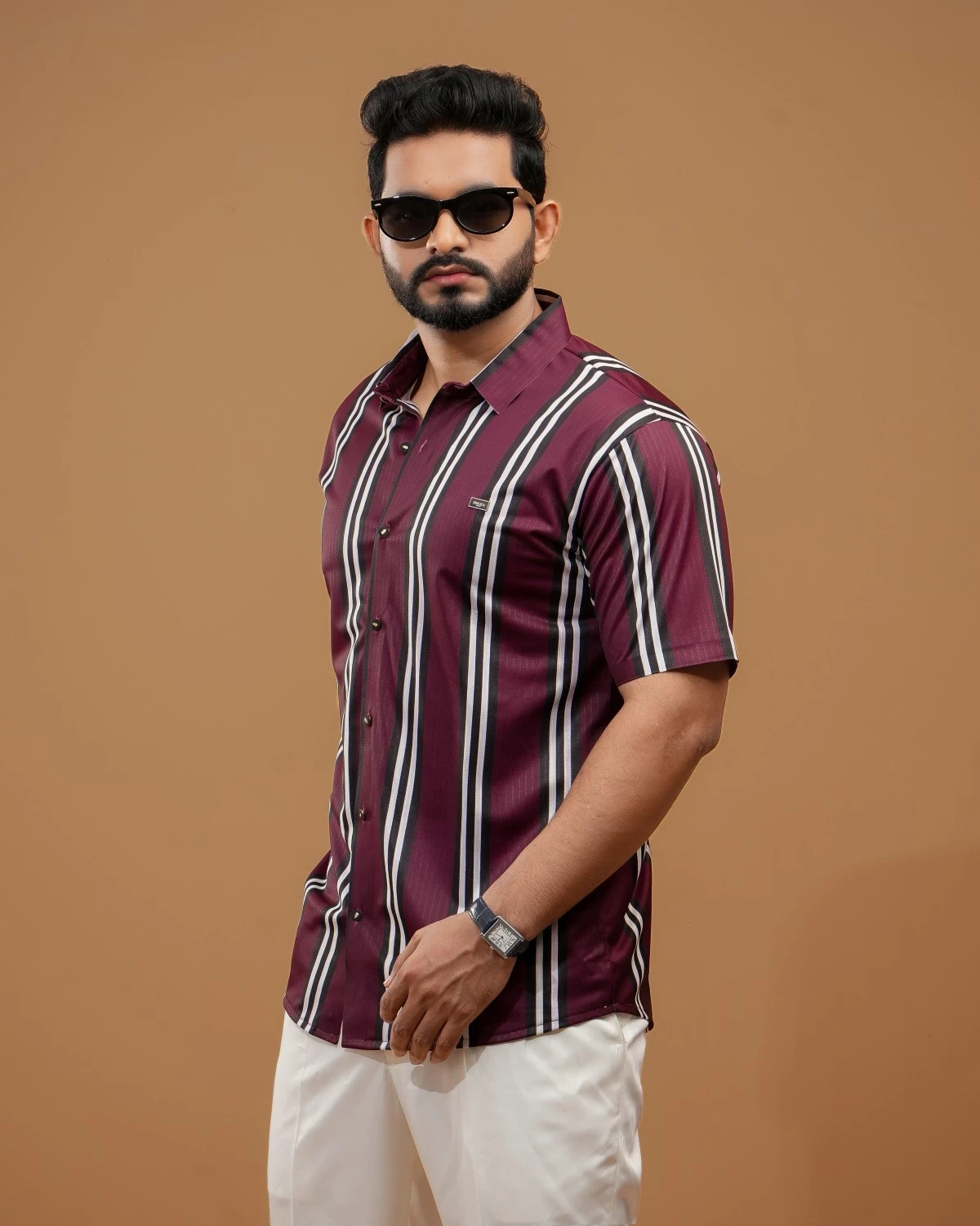 Premium Stretchable Sewingless Half Shirt -  Maroon